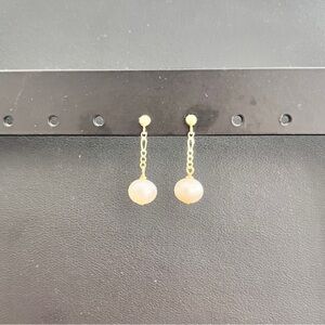 14kt Yellow Gold Chain and Pearl Dangle Earrings, 1.49g